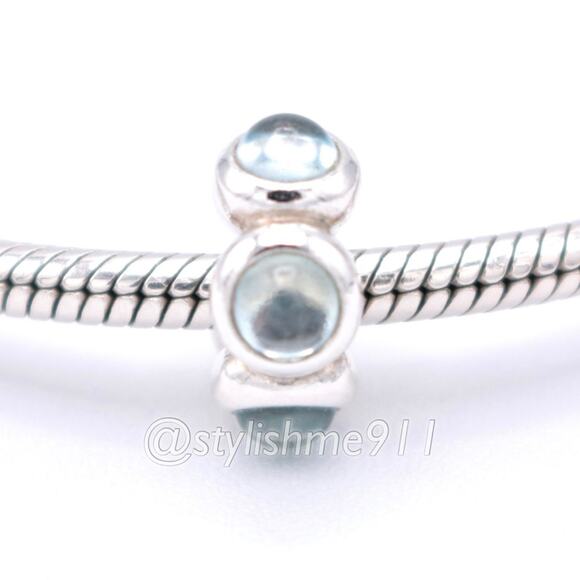 Rare Authentic Pandora Blue Topaz Cabochon Charm - Picture 3 of 9